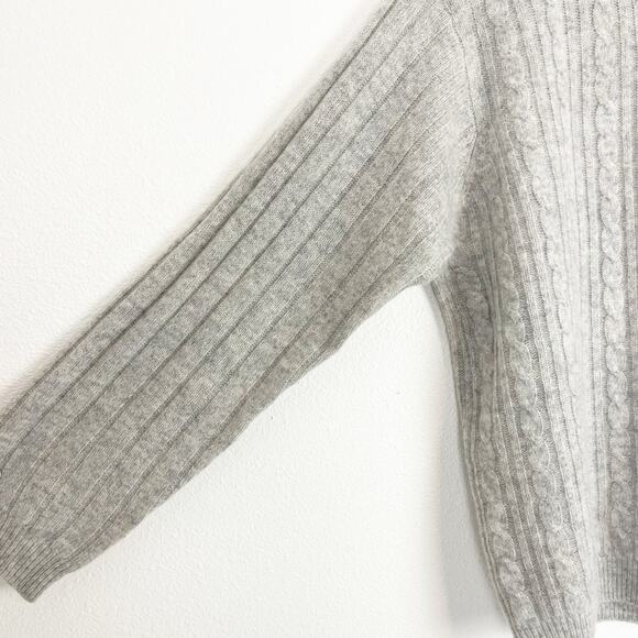 Cable Knit Sweater Lambswool Angora Gray Medium - Picture 5 of 8